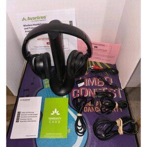 Avantree Over Ear Headphone AS90C Black Bluetooth For Opera Wireless TV Set